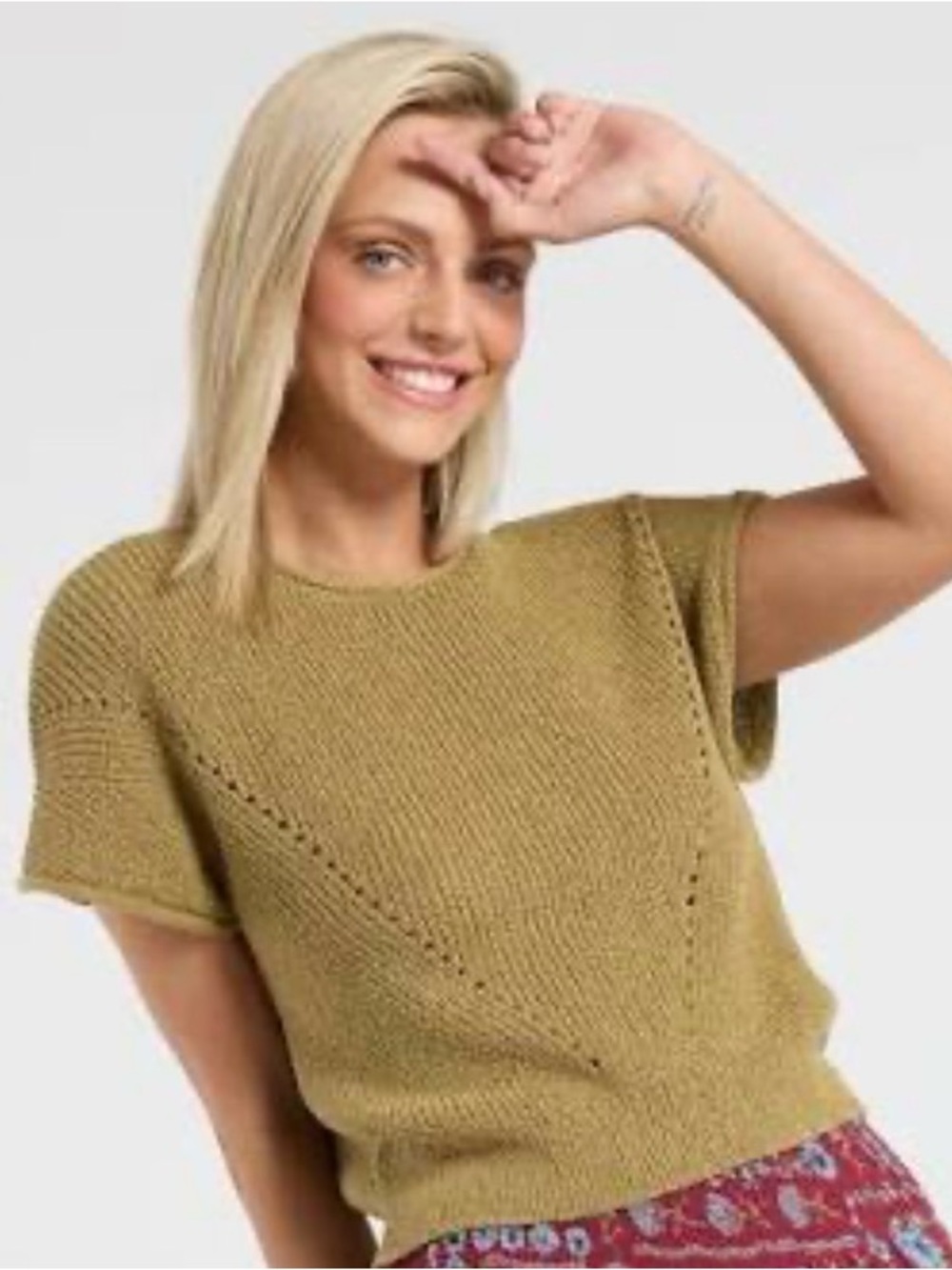 The Workshop Short-Sleeve Knit Sweater in Olive